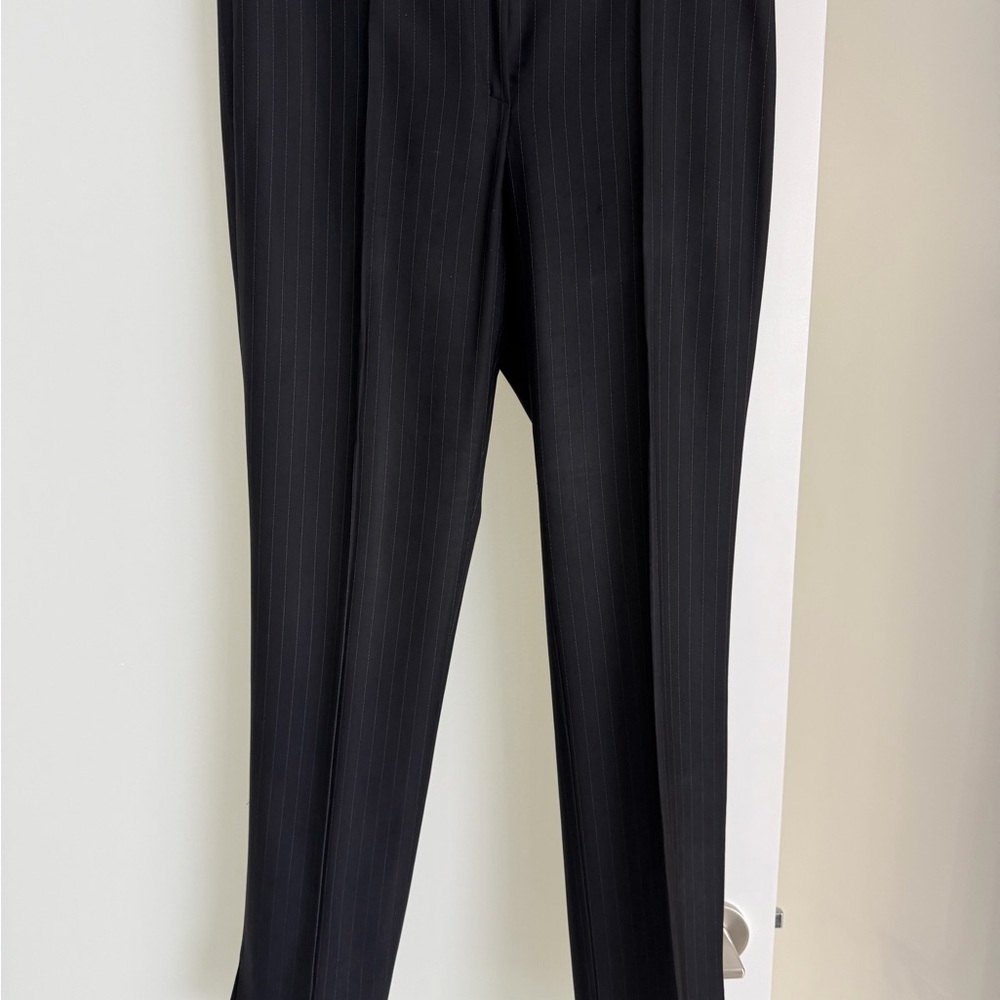Armani Collezioni Black Pinstripe Dress Pants